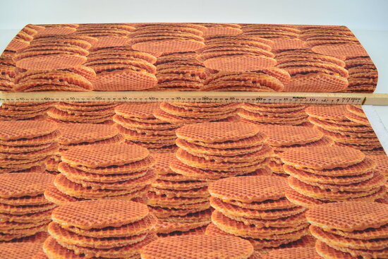 Katoen Canvas Stof Digitaal Stroopwafel