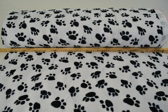 Velboa animal print Paws white