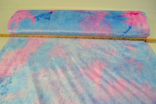 Minky Fleece Blue Pink